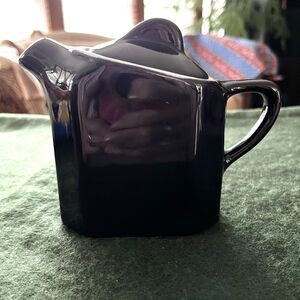 HALL Pottery Single Serve Black White Trim Mini Teapot Mid Century Modern READ